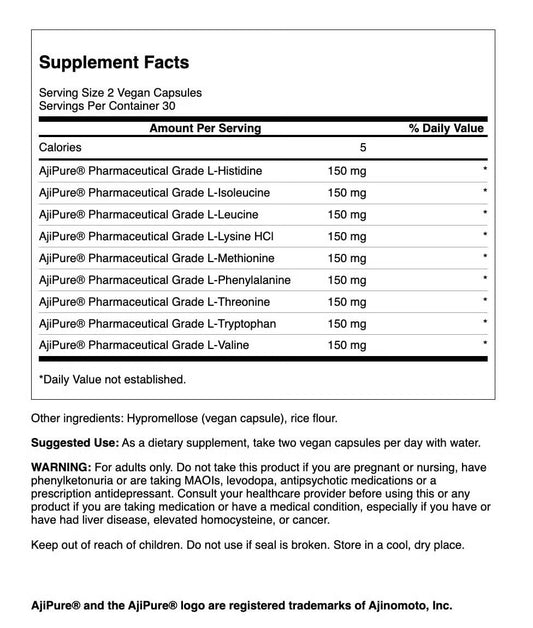 Swanson Essential Amino Acid Complex Pharmaceutical Grade, 60 Vegan Caps