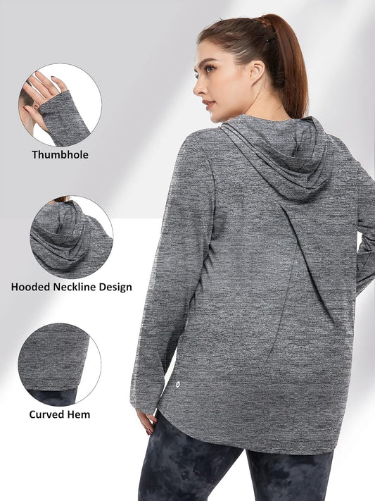 plus Size Hoodies for Women Workout Tops Lightweight Sweatshirts Thumb Hole Athletic Tops Running Shirts