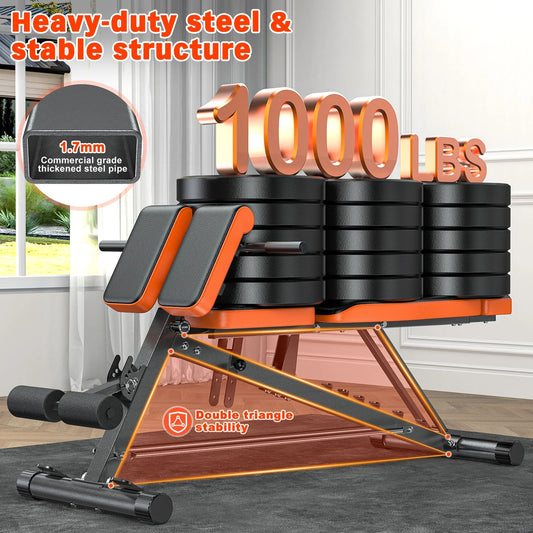 Multi-Functional FID Weight Bench for Full All-In-One Body Workout – Hyper Back Extension, Roman Chair, Adjustable Ab Sit up Bench, Incline Decline Bench, Flat Bench,Support up to 1000Lbs
