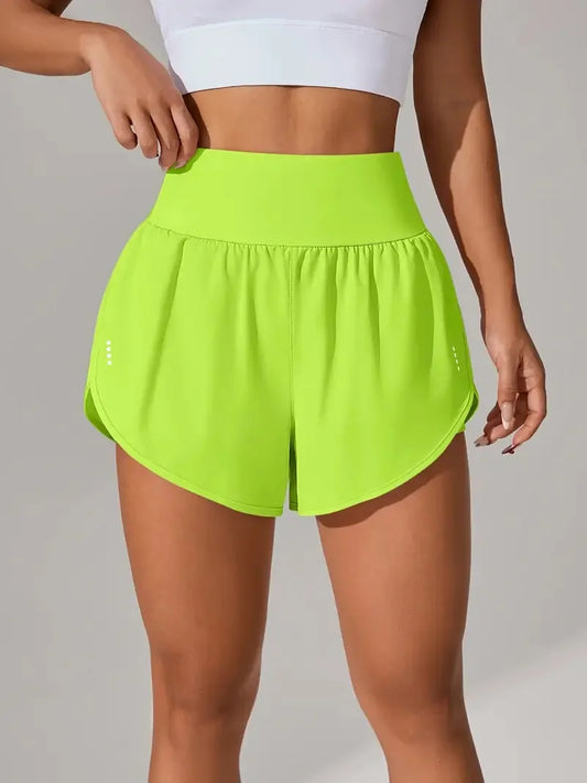 Hot Short 2 in 1 Running High Waist Gym Shorts Pockets for Women'S Sport Quick-Dry Yoga Breathable Fitness Workout Biker Pant