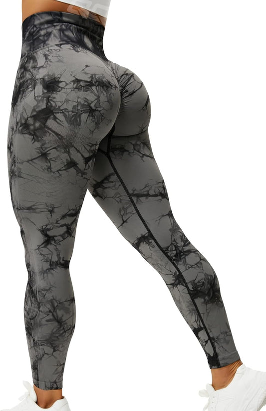 Womens High Waisted Seamless Workout Leggings Butt Lifting Gym Yoga Pants Booty Scrunch Vital Tummy Control Ruched Tights